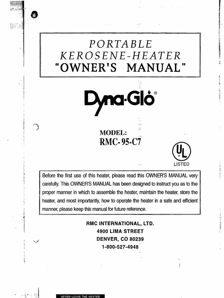 Dyna-Glo RMC-95 C7 Kerosene Heater User Manual | PDF | Energy And Resource  | Kerosene/Paraffin
