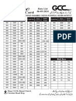 Shadi Card: Rate List 06-05-2024