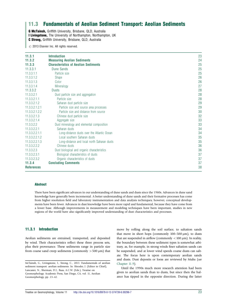 Fundamentals of Aeolian Sediment Transport Aeolian Sediments | PDF ...