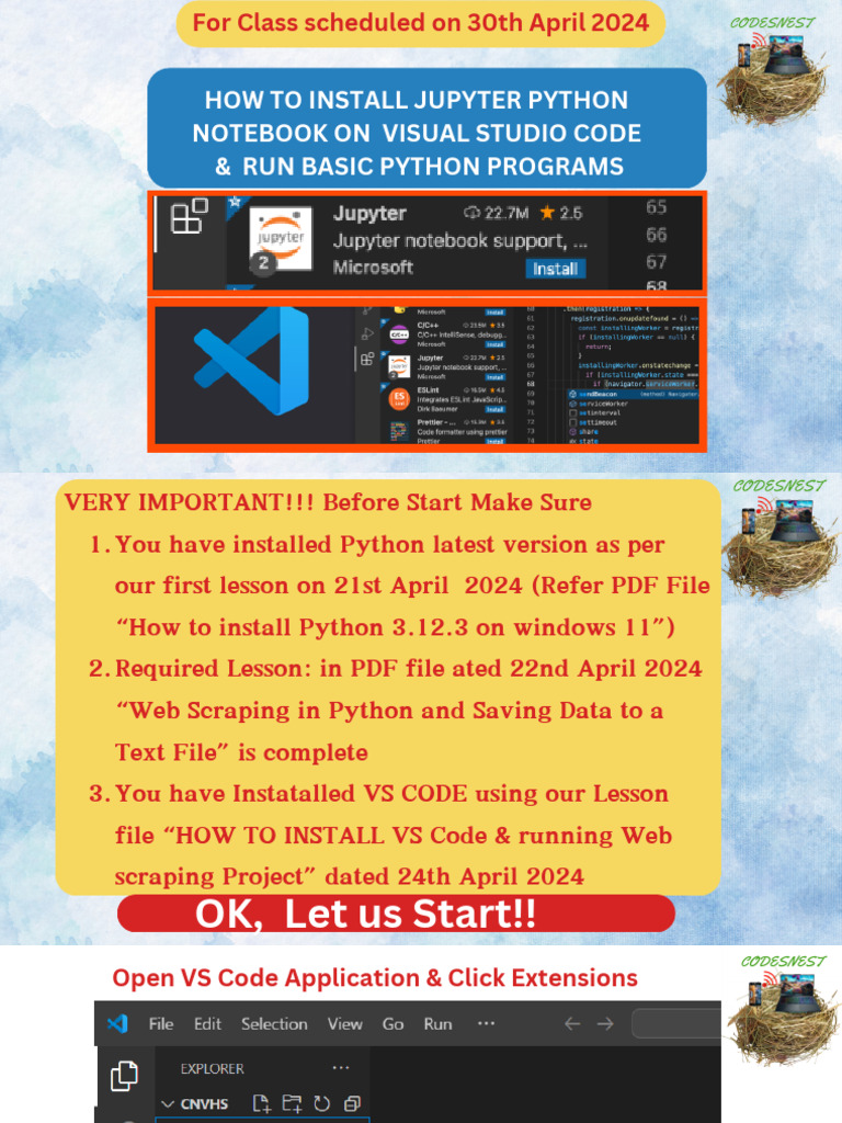 HOW TO INSTALL JUPYTER PYTHON NOTEBOOK ON VISUAL STUDIO CODE & Run ...