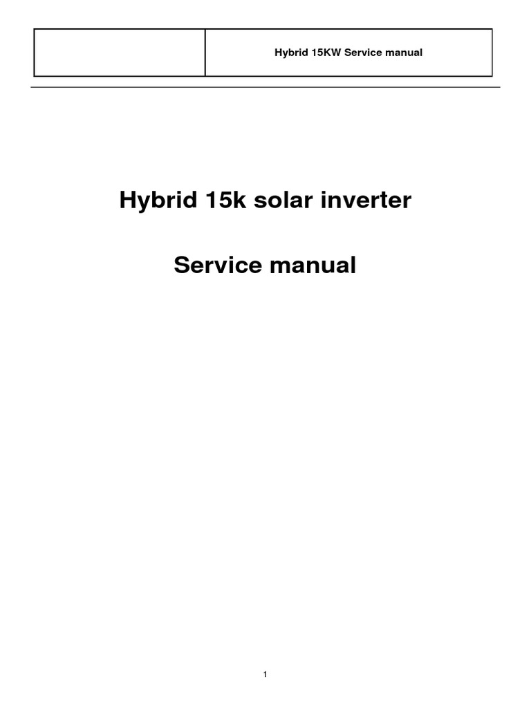 Hybrid 15KW Inverter Service Manual | PDF | Power Inverter | Electrical Engineering