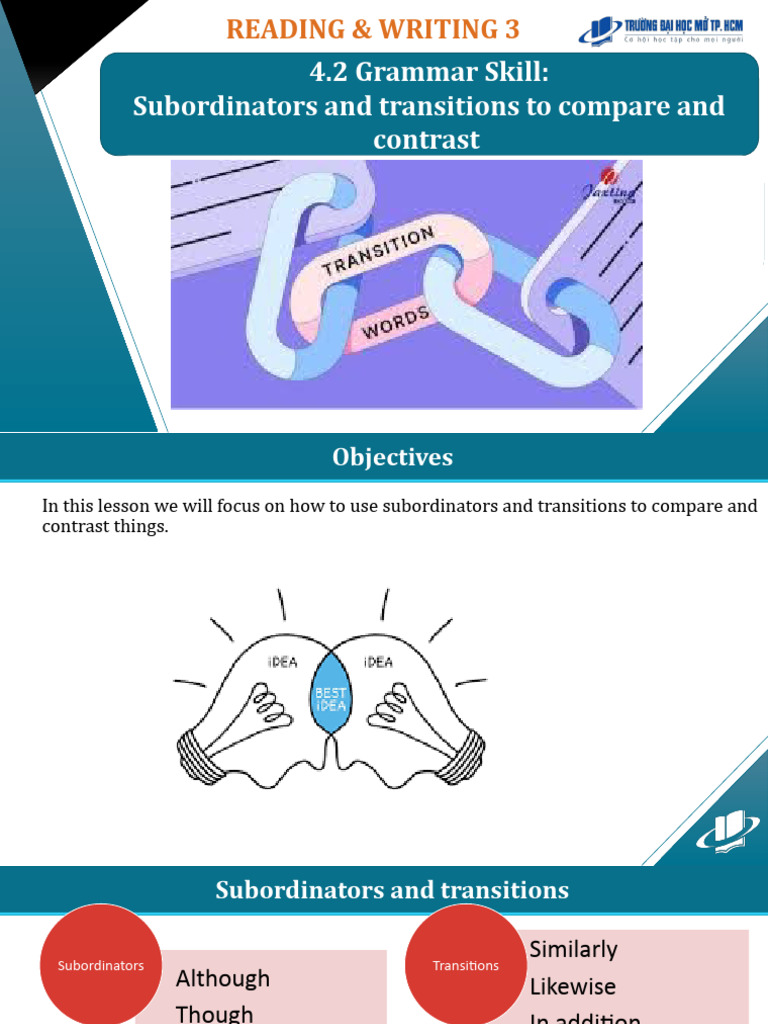 Subordinators & Transitions Guide | PDF | Adverb | Clause