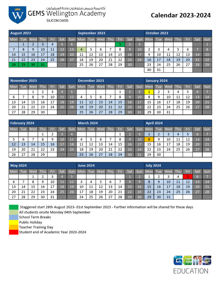 WSO Calendar 202324 PDF Holidays Educational Institutions