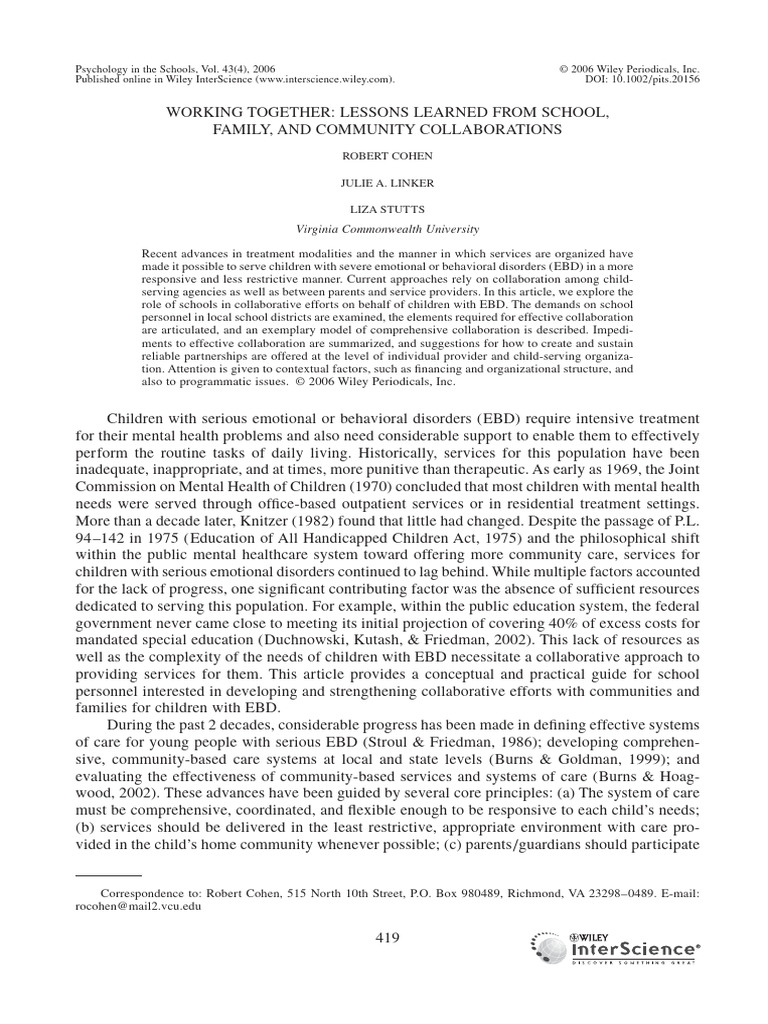 Collaborative Care for Children with EBD | PDF | Collaboration ...