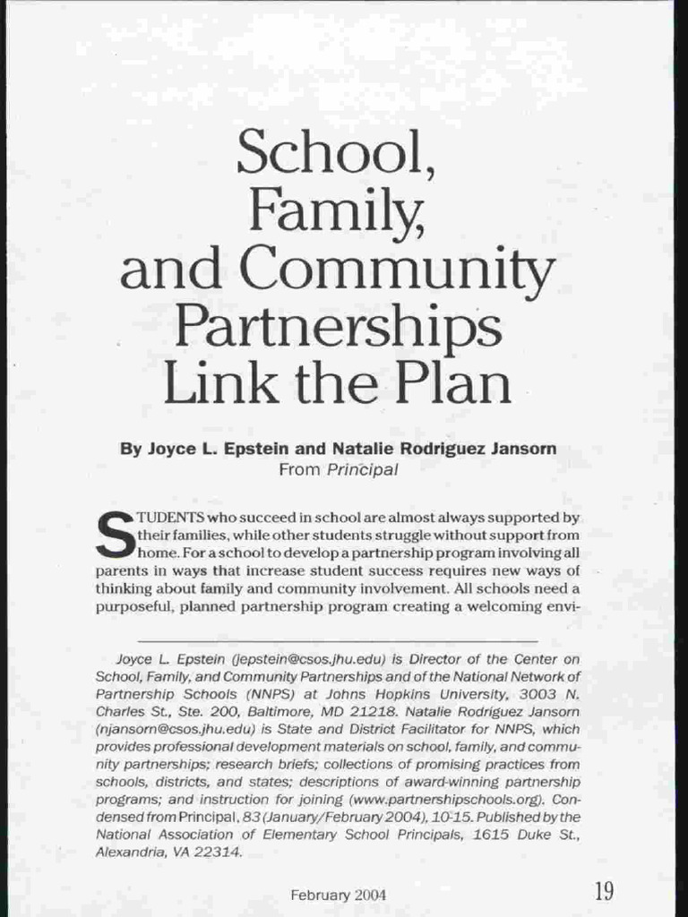 School, Family and Community Partnerships | PDF