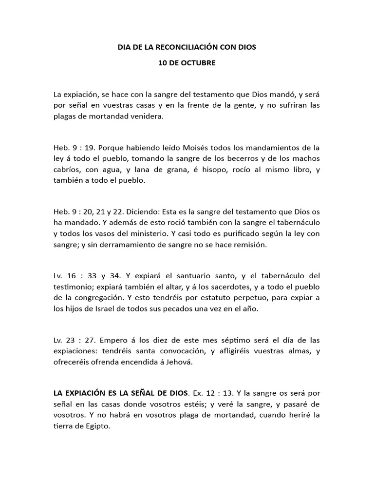 Dia de La Reconciliación Con Dios | PDF | Pecado | Libros de reyes