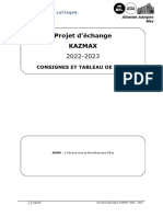 Uitwisselingsproject - KAZMAX - Consignes Et Tableau de Bord