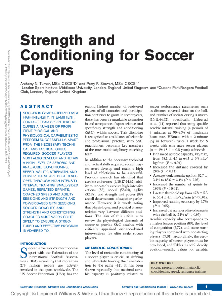Soccer Strength and Conditioning Guide | PDF | High Intensity Interval ...