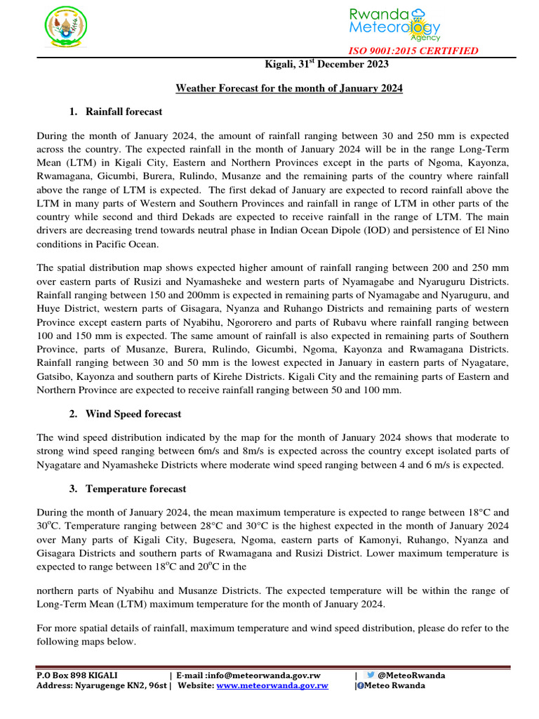 January 2024 Weather Forecast Rwanda | PDF | Physical Geography | Vortices