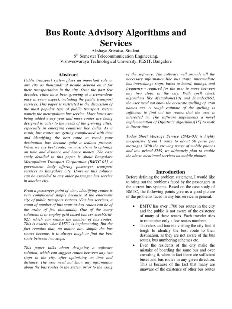 Bus Route Identification Algorithms and Services | PDF | Java Server ...
