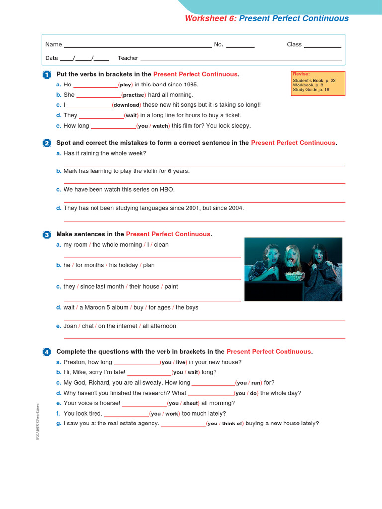 Present Perfect Continuous Worksheet | PDF | Semantic Units | Languages