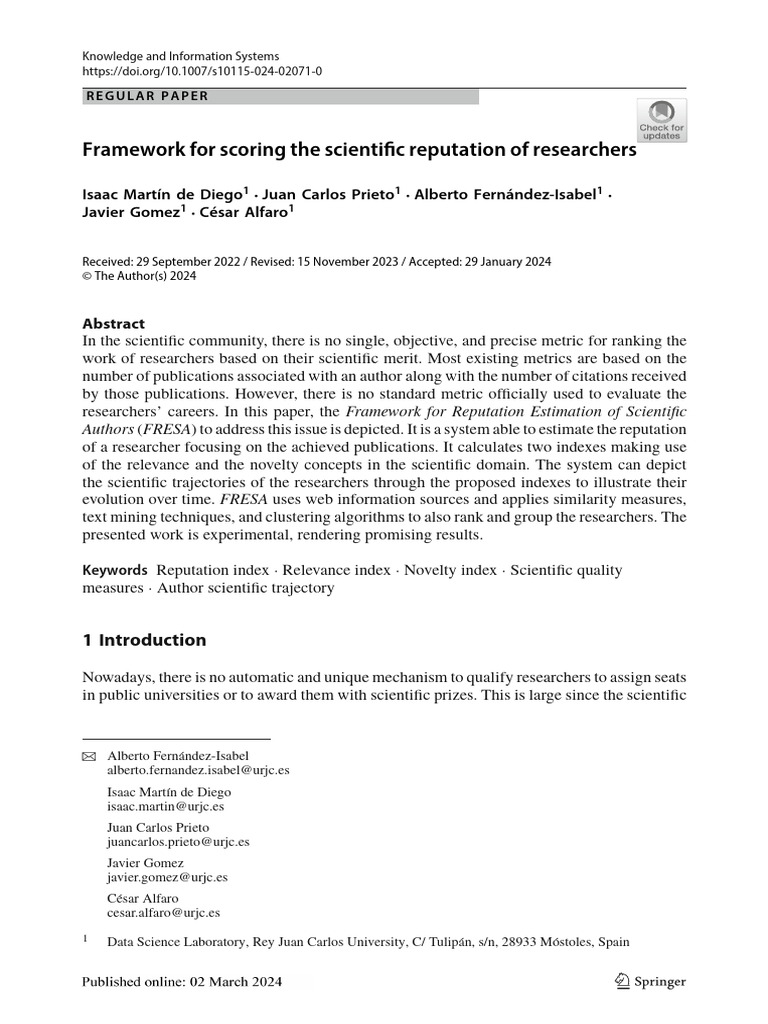 2024 - Framework For Scoring The Scientific Reputation of Researchers ...