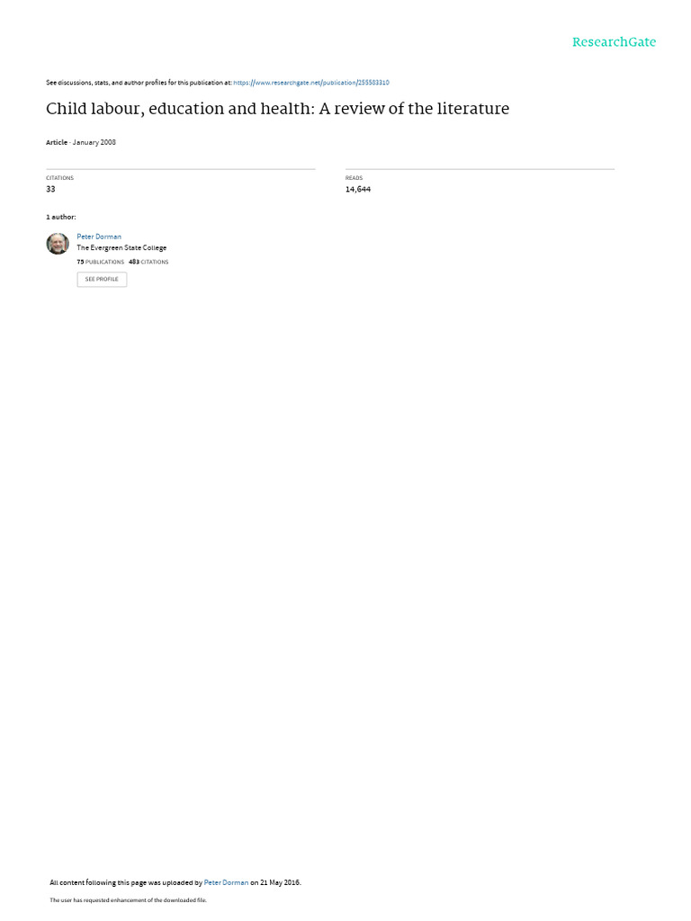 Child Labor Educationand Health | PDF | International Labour Organization |  Labour Economics