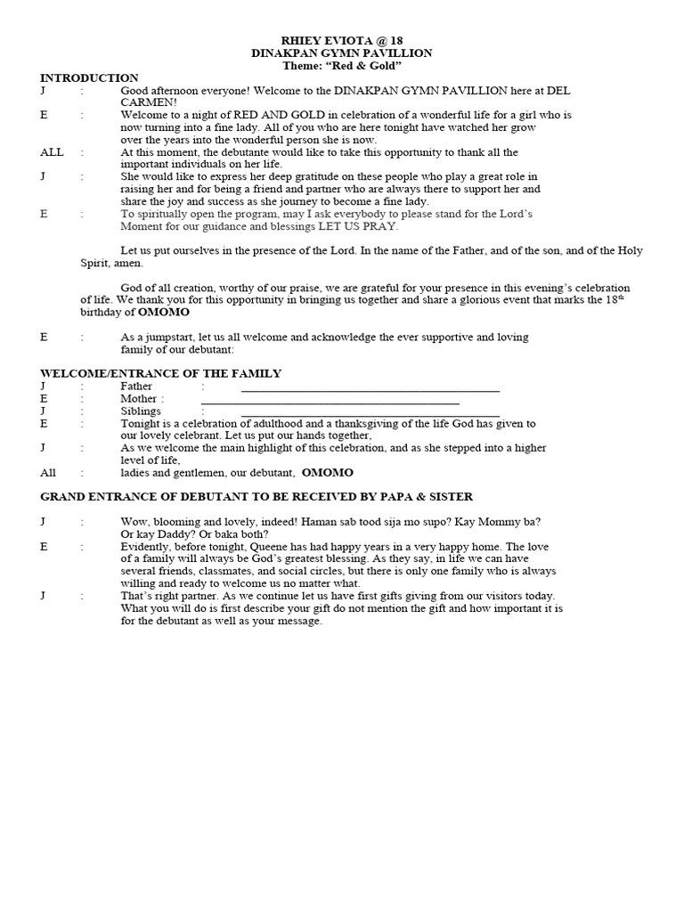 8th Birthday Script | PDF