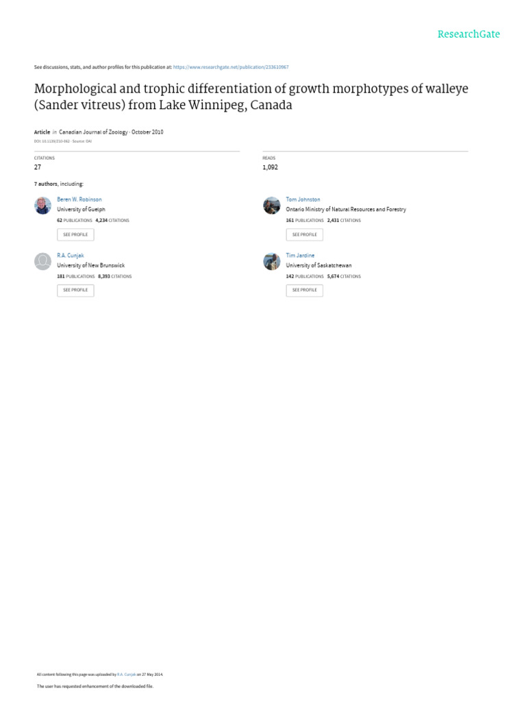 Walleye Morphotypes in Lake Winnipeg | PDF | Polymorphism (Biology ...