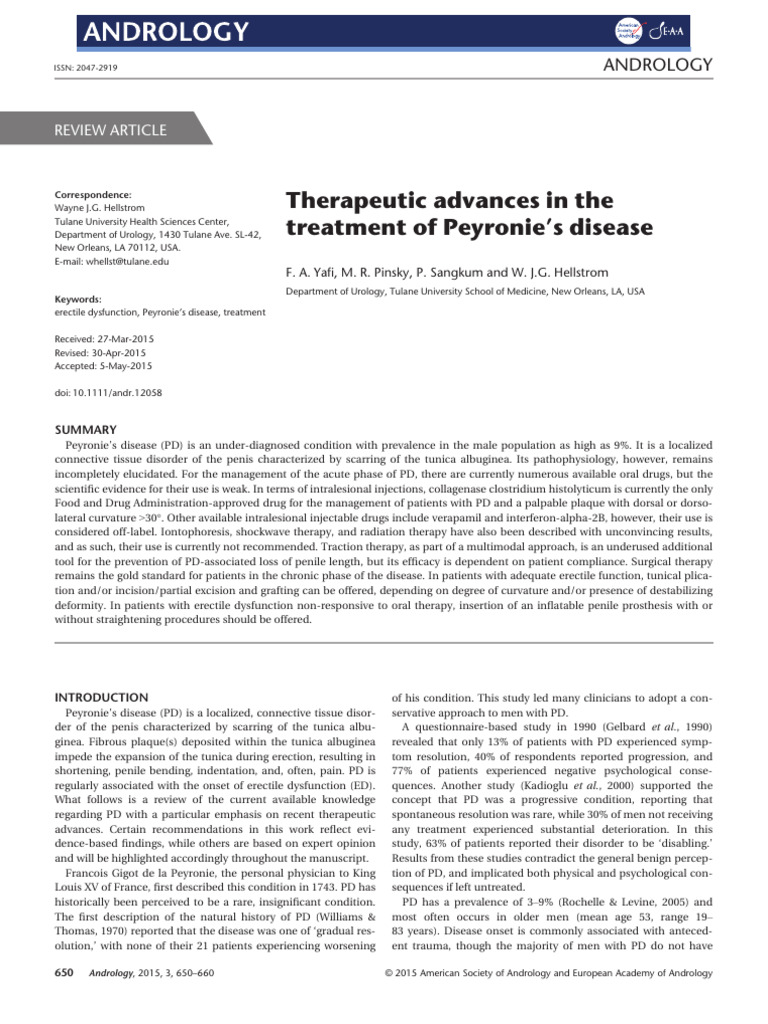 Advances in Peyronie's Disease Treatment | PDF | Medicine | Medical ...