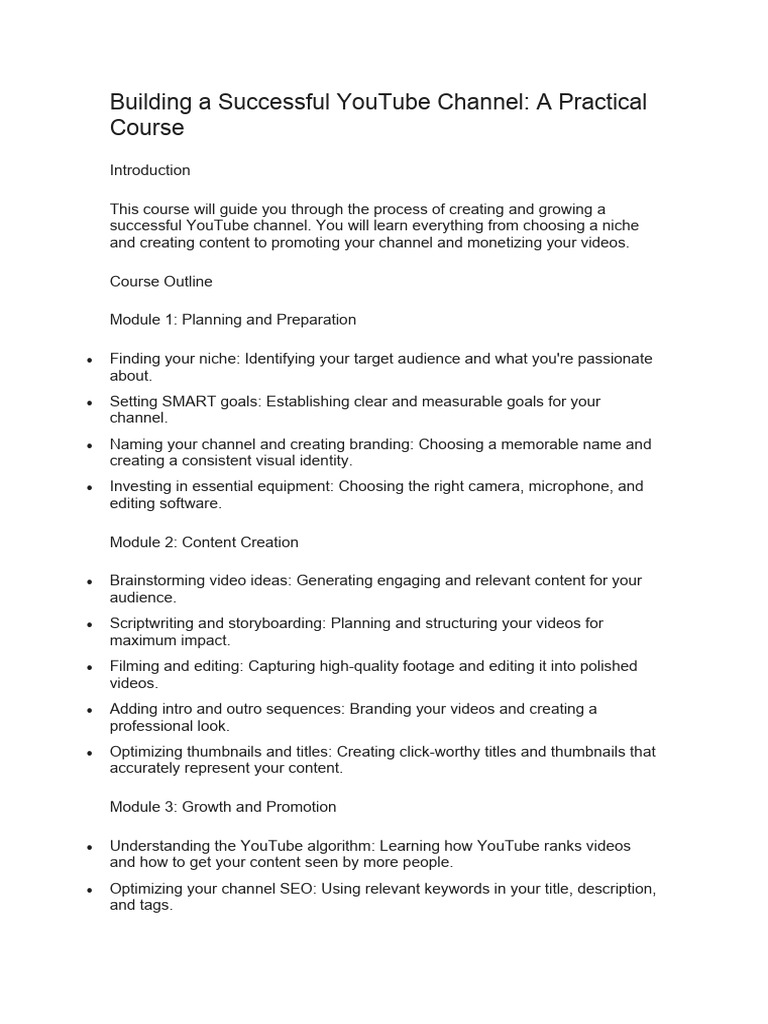 Building A Successful YouTube Channel | PDF | You Tube | Search Engine ...