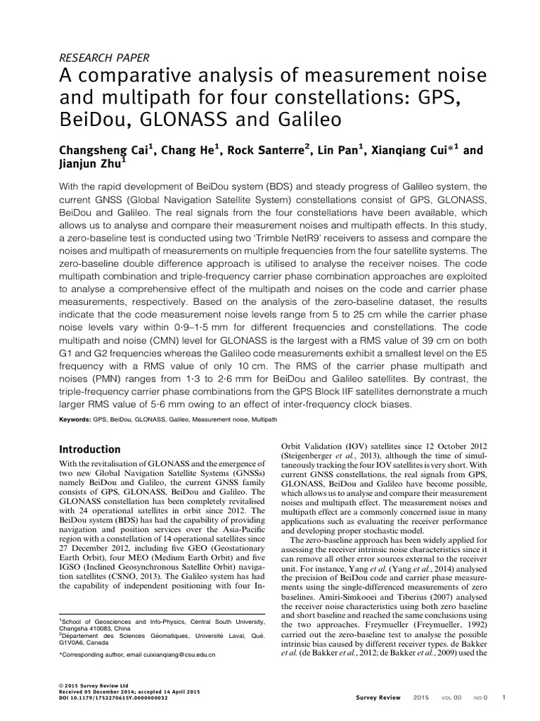 A Comparative Analysis of Measurement Noise and Multipath For Four ...