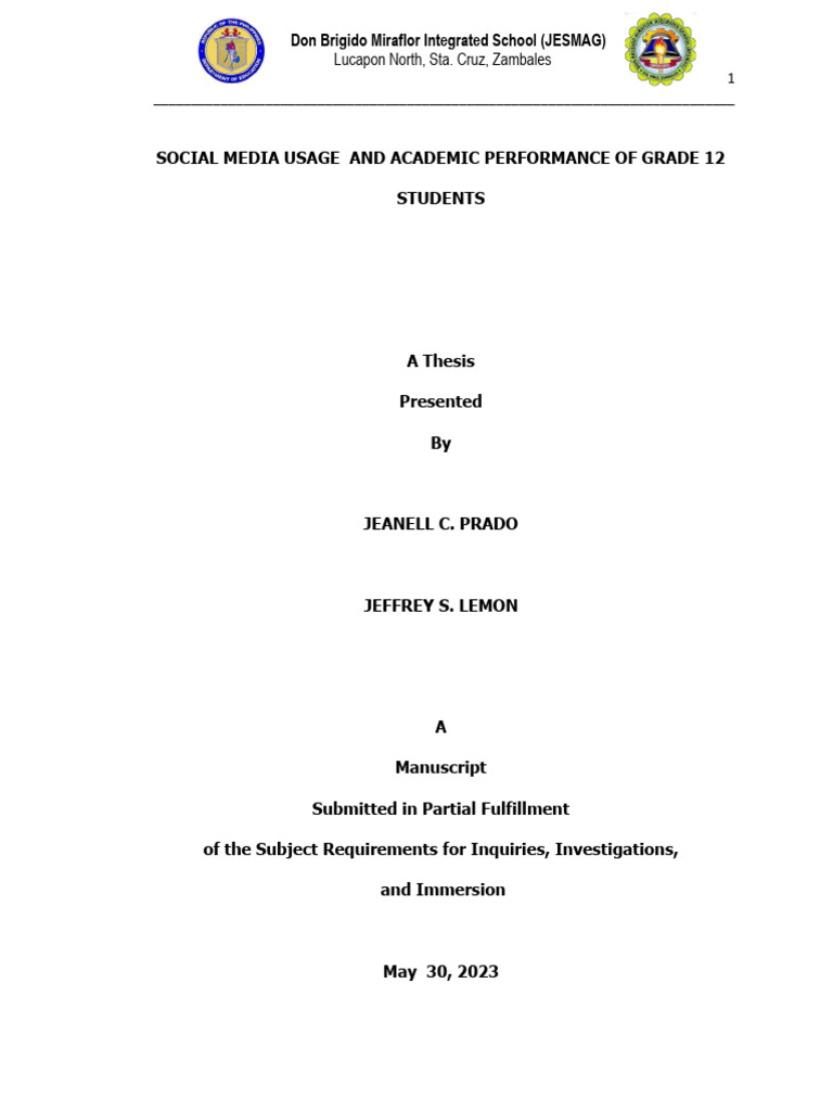 Social Media's Impact on Grade 12 Performance | PDF | Survey ...
