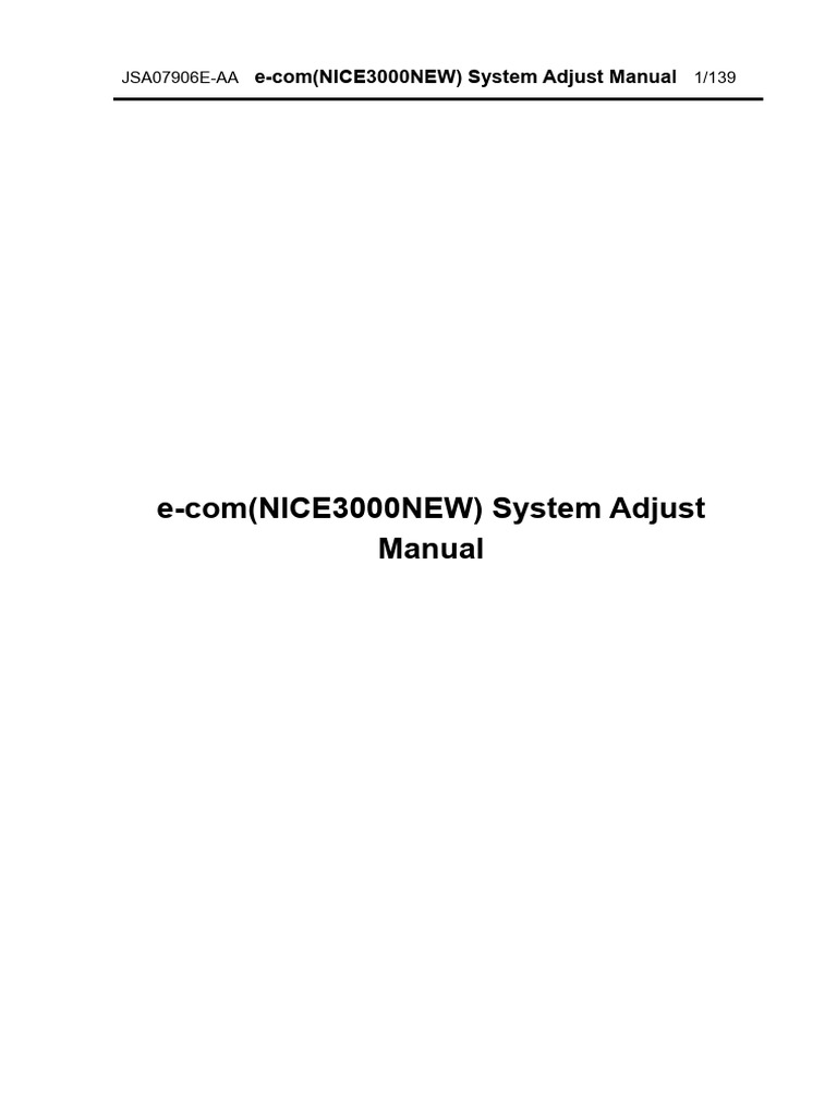 JSA07906E-AA - E-Com - NICE3000NEW - System Adjust Manual | PDF ...