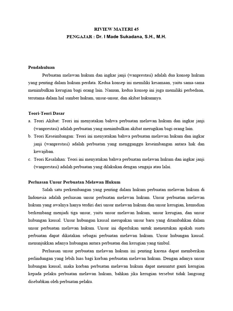 45.wanprestasi Dan Perbuatan Melawan Hukum | PDF | Pengelolaan Keuangan ...