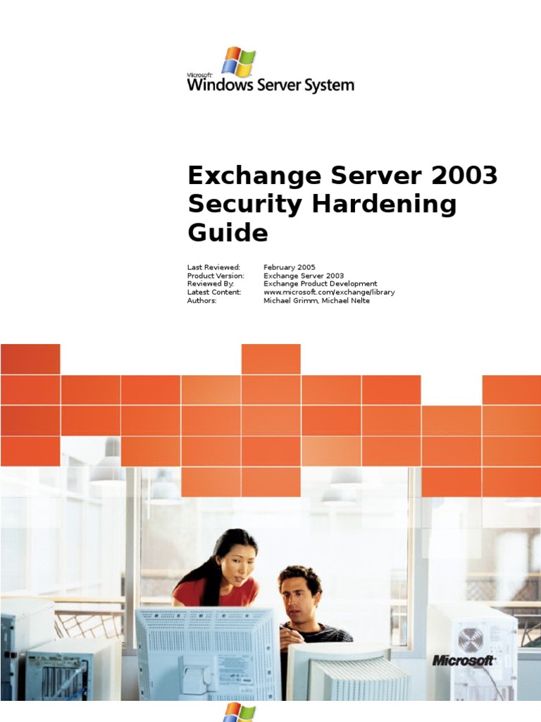 Exchange Server 2003 Security Hardening Guide Email Spam Microsoft