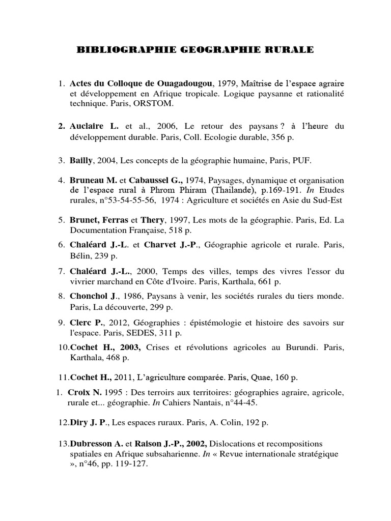Bibliographie de la géographie rurale | PDF | Paris | Sciences de la terre