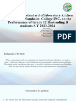Compliance To Standard of Laboratory Kitchen in Northern Zambales College INC. On The Performance of Grade 12 Bartending B Students S.Y 2023-2024