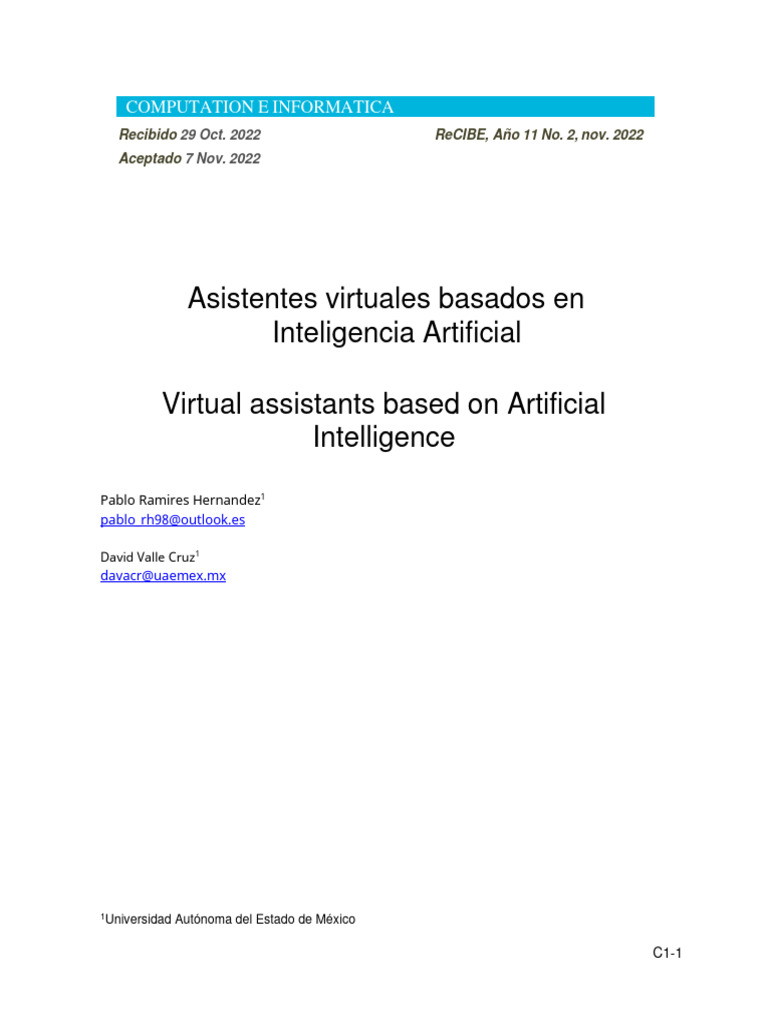 Asistentes Virtuales: Estado del Arte en IA | PDF | Inteligencia ...