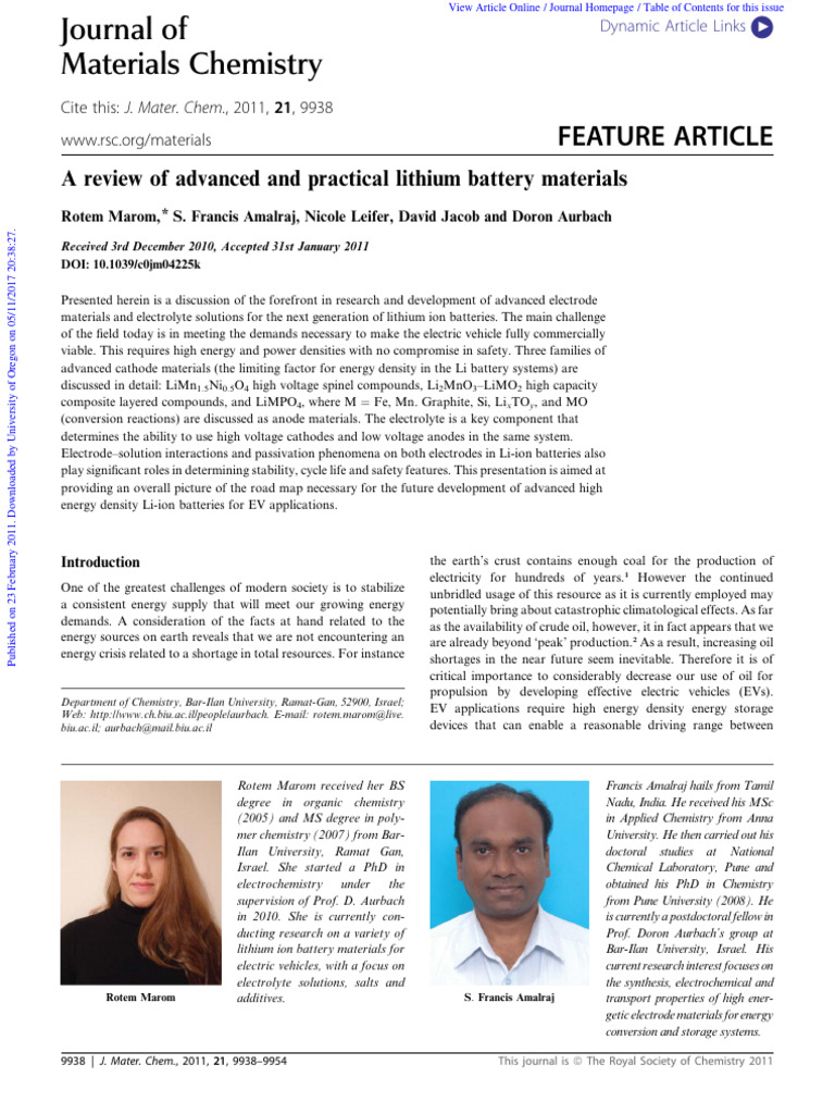 Advanced Lithium Battery Materials Review | PDF | Lithium | Anode