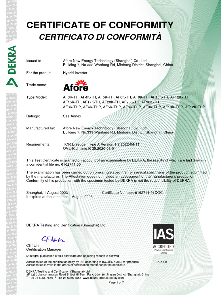 afore-three-phase-hybrid-3-30kw-inverters-certificate-of-conformity