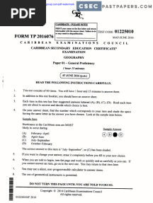 CSEC Geography Paper 1 Booklet (2016 - 2023)