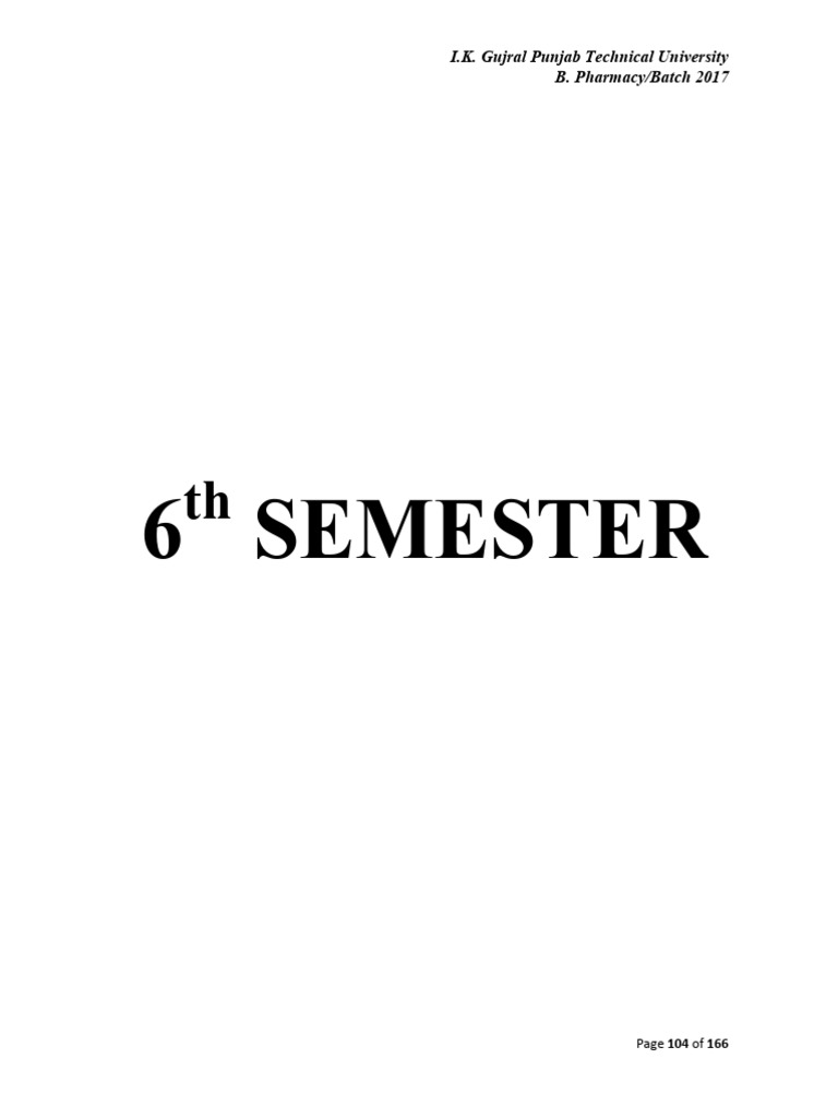 B. Pharmacy 6th Semester Syllabus PTU | PDF | Pharmacokinetics ...