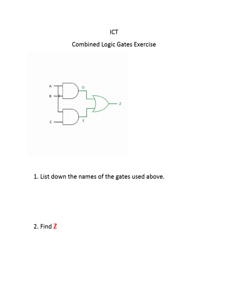 Combined Logic Gates 2 Exercise | PDF