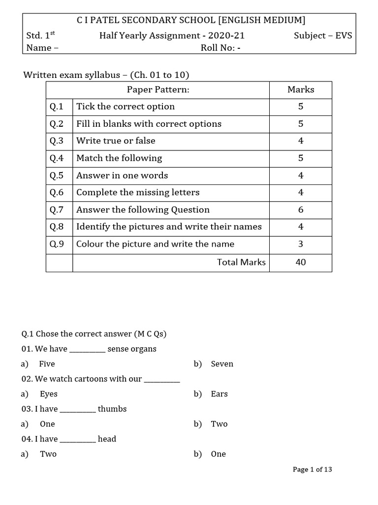 half-yearly-assignment-2021-22-std-1st-pdf-meal-room