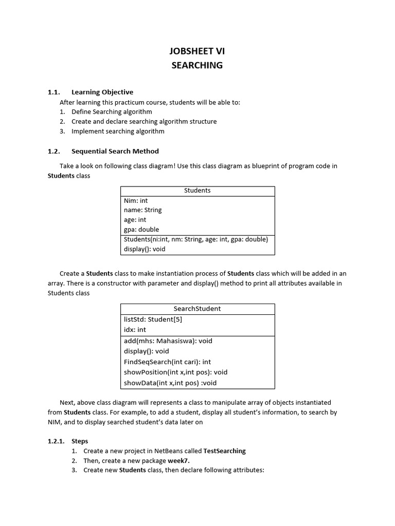 #7 - Jobsheet Searching Eng | PDF | Class (Computer Programming ...