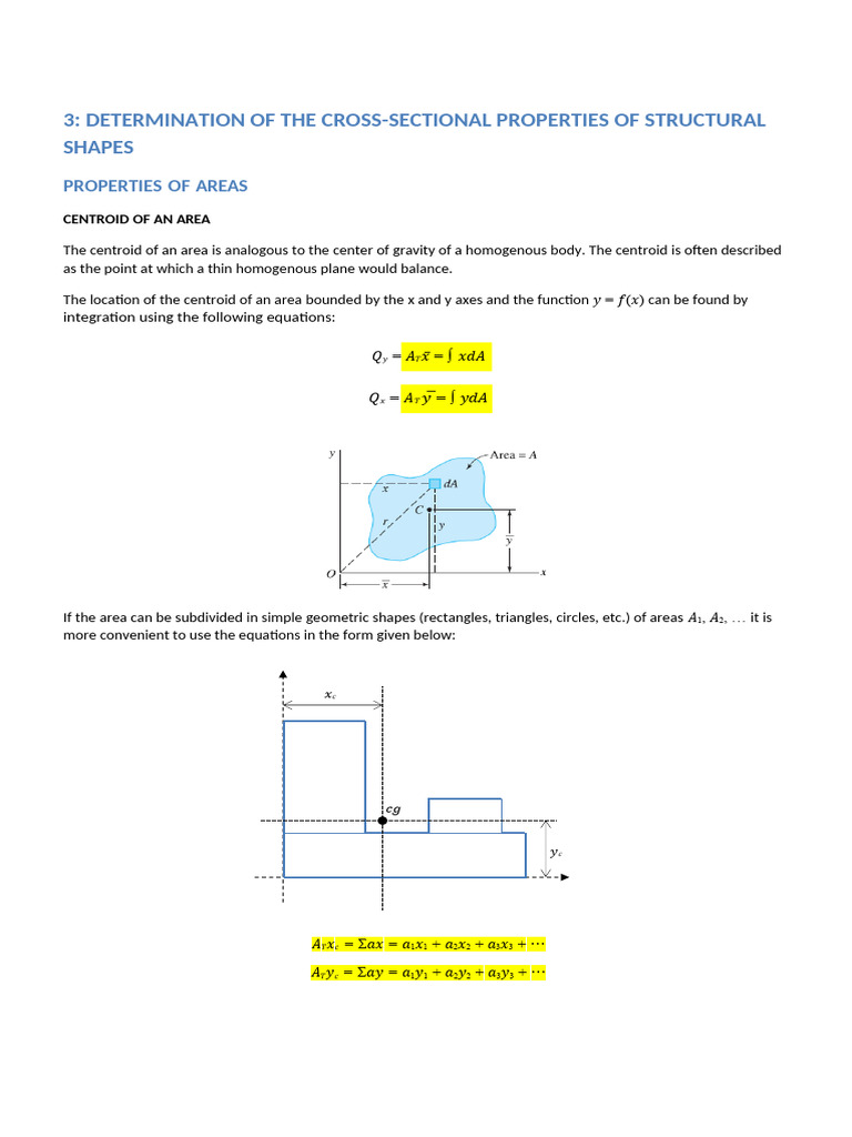Cross-Sectional Properties of Shapes | PDF | Cartesian Coordinate ...