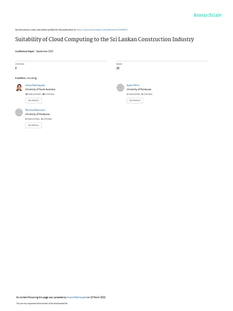 Cloud Computing in Sri Lankan Construction | PDF