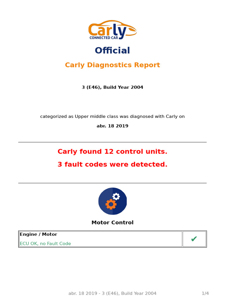 BMW E46 Diagnostics: Fault Codes Report | PDF | Vehicle Technology ...
