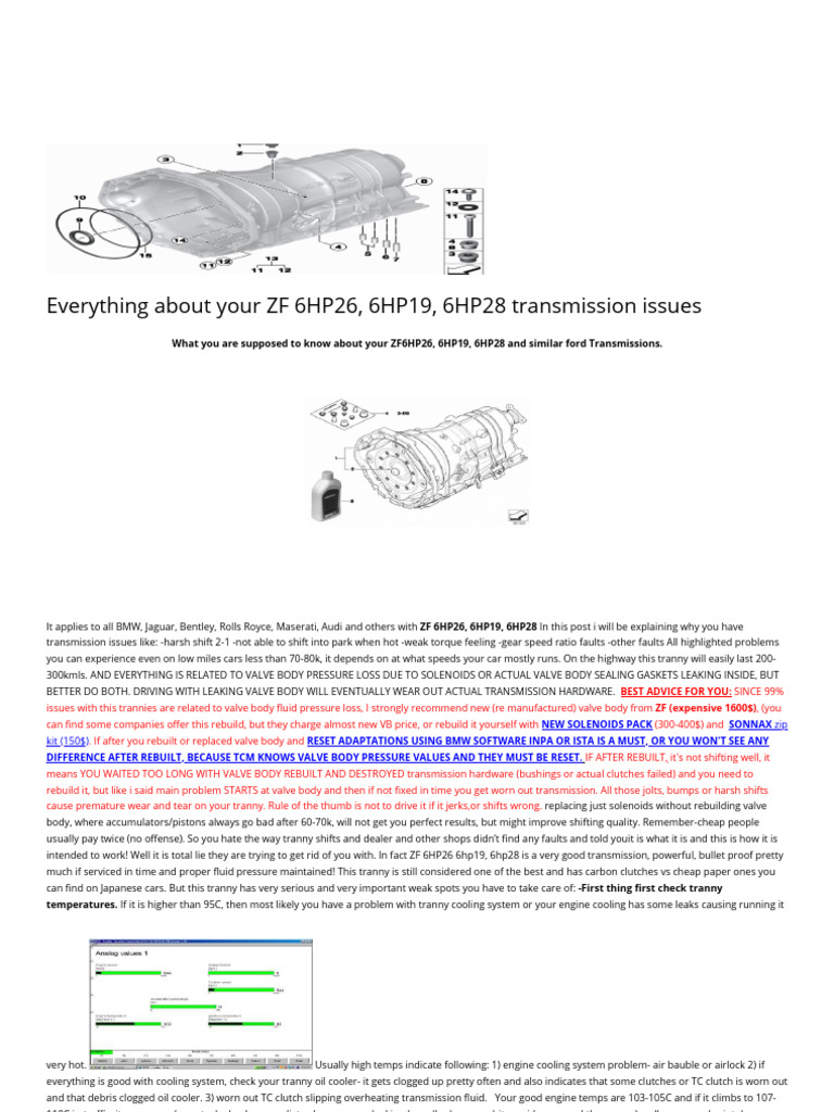 Everything About Your ZF 6HP26, 6HP19, 6HP28 Transmission Issues BMW