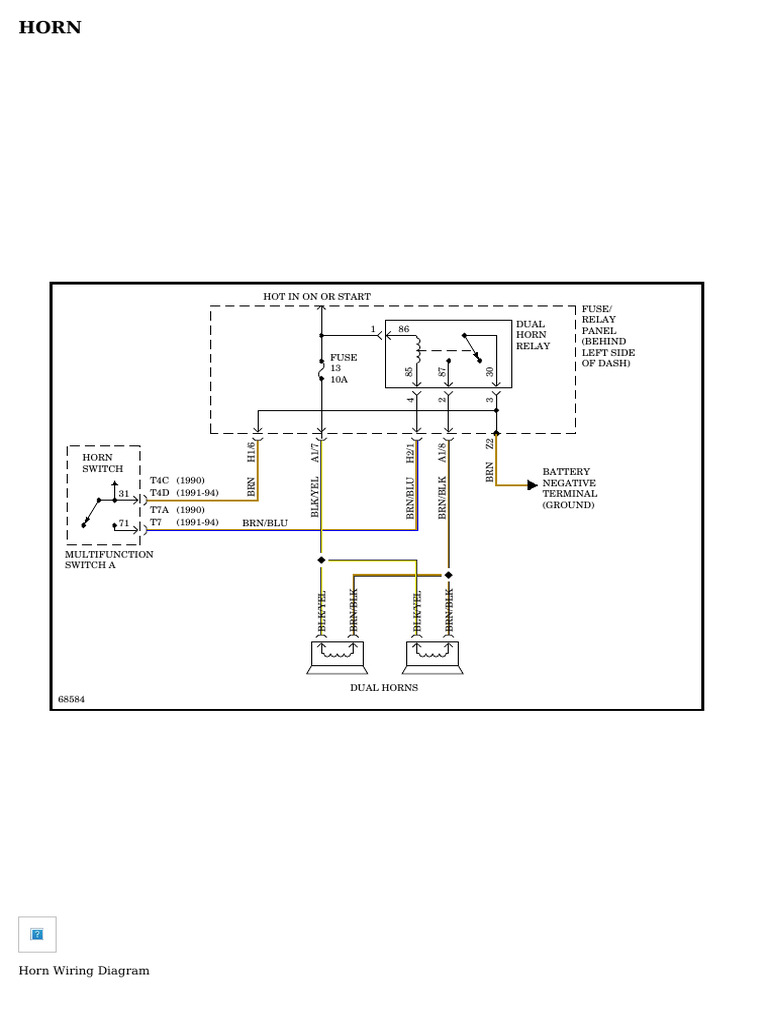 HORN Volkswagen Corrado SLC 1992 SYSTEM WIRING DIAGRAMS PDF