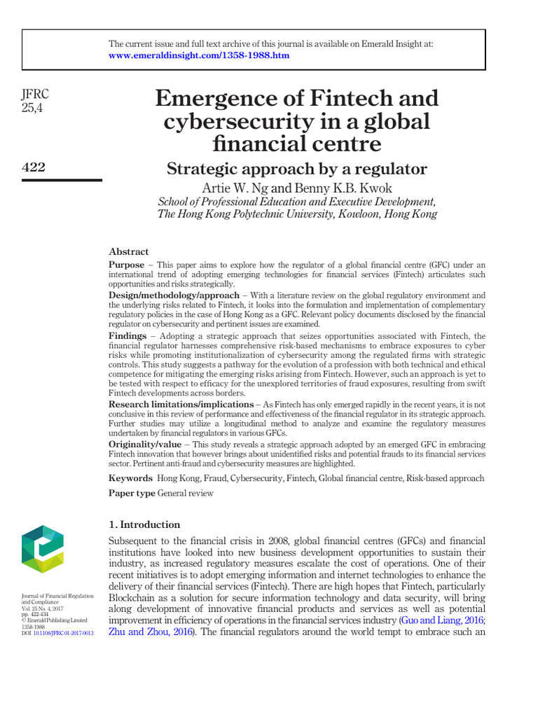 Fintech and Cybersecurity in Hong Kong | PDF | Computer Security | Security