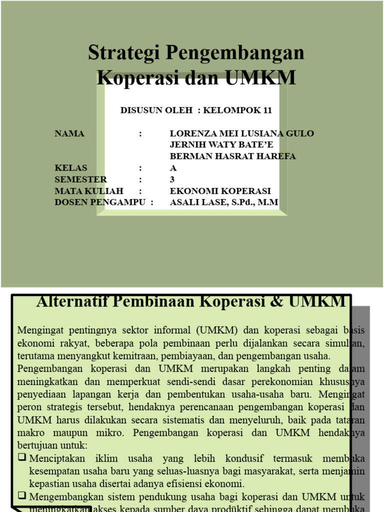 Strategi Pengembangan Koperasi & UMKM | PDF