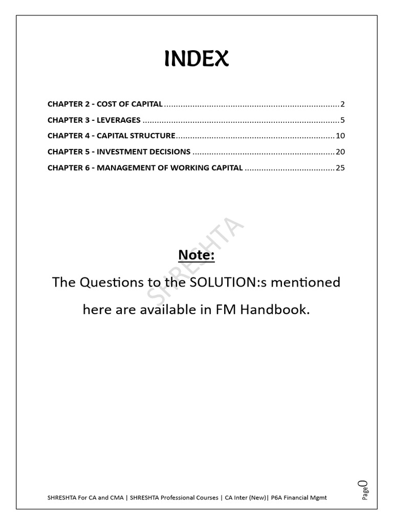 CA & CMA Financial Management Guide | PDF | Cost Of Capital | Net ...
