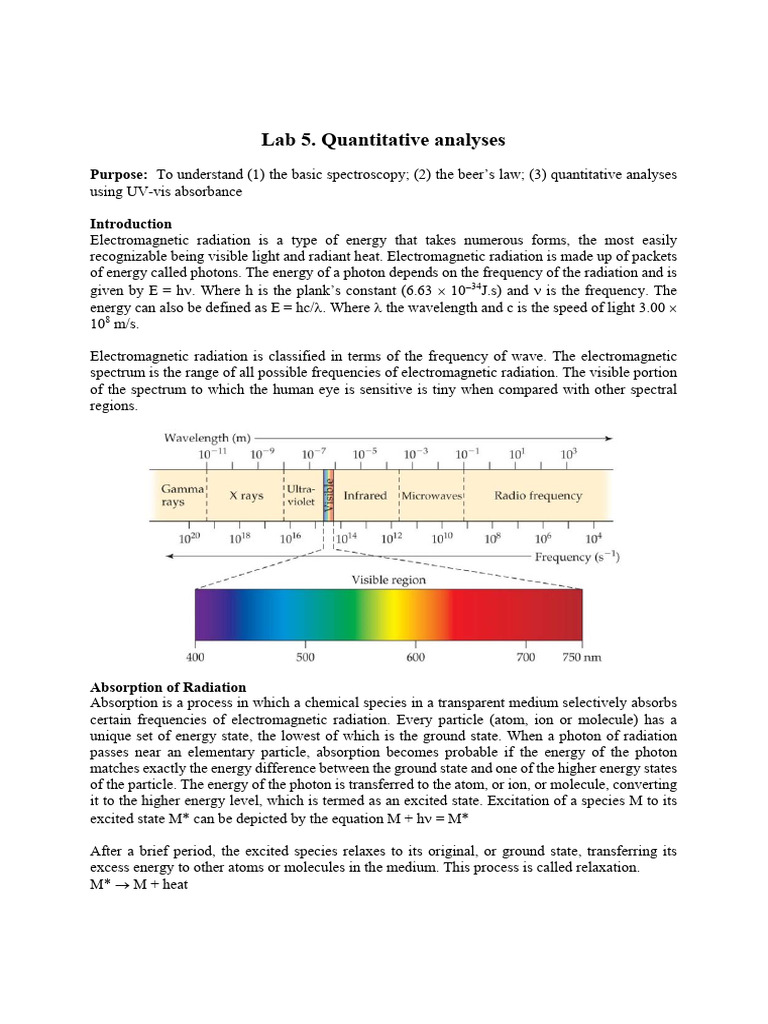 Lab 5 | PDF | Absorption Spectroscopy | Absorbance