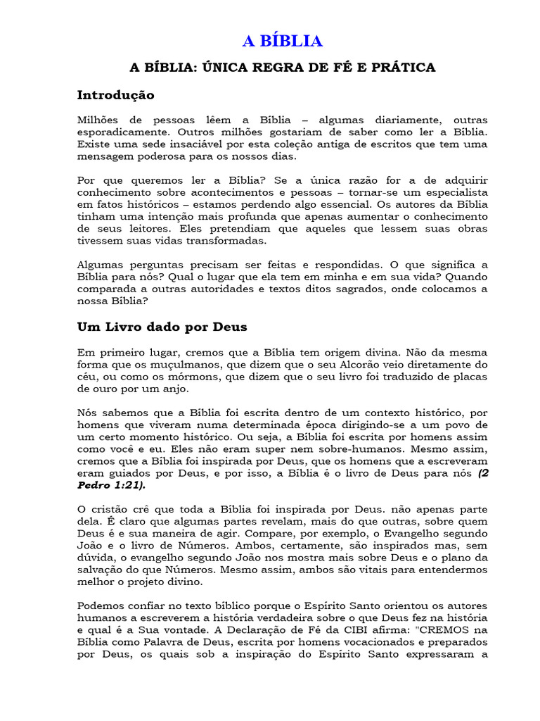 A BÍBLIA-Regra de Fé e Prática | PDF | Bíblia | Fé, image size:768x1024