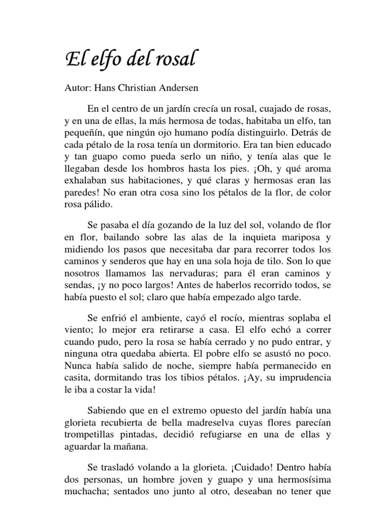 El Elfo Del Rosal (Hans Cristian Andersen) | PDF | Rosa | Duendes