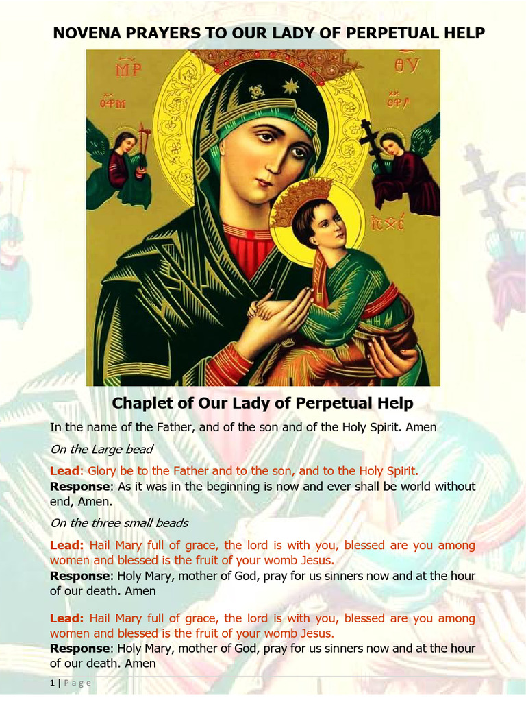 Novena Prayers To Our Lady Of Perpetual Help Pdf Mary Mother Of