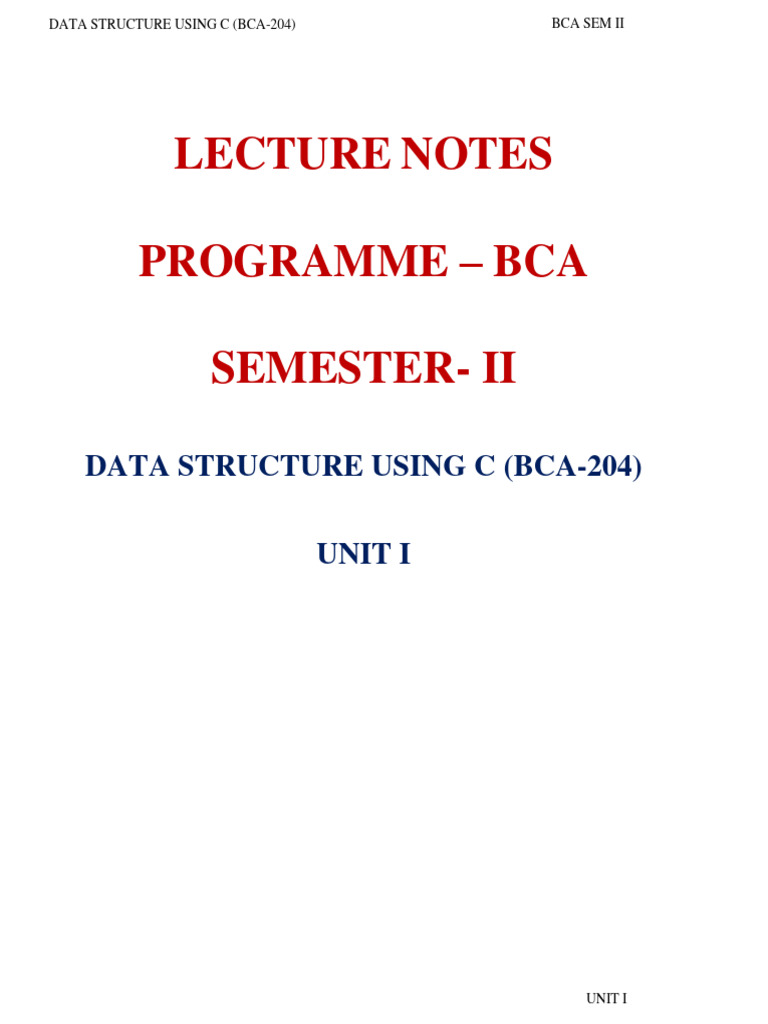 Data Structure Using C (Unit I) | PDF | Algorithms And Data Structures ...