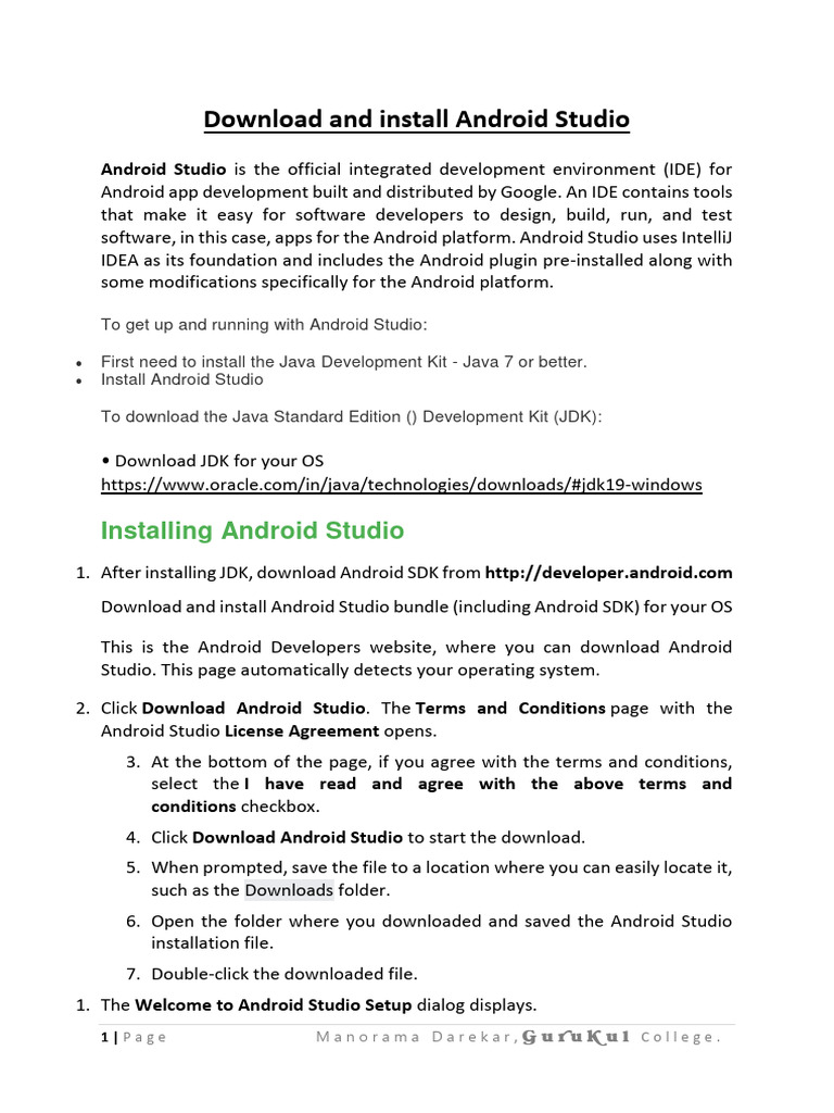 Install Android Studio Guide | PDF | Android (Operating System ...